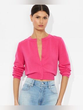 Alice + Olivia Dollie Hot Pink Button-Front Cardigan